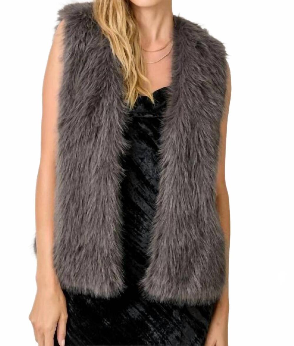 NEW MYSTREE fur sparkle vest in gray